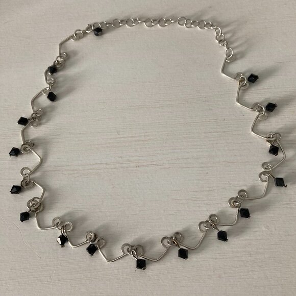 Silver and Black Onyx Choker - Picture 1 of 4